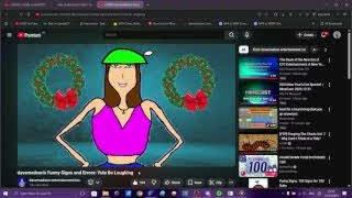 A screenshot of a YouTube video titled "Davemadson's Funny Signs and Errors: Yule Be Laughing" featuring an animated female character in a green elf costume.