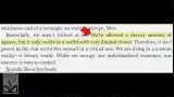 Text overlay: "we're allowed a decent amount of agency, but it only works in a world with very limited choice. Therefore, it isn't power in the real world but instead in a virtual one. We are living in a custom reality – a dream world. While we occupy our individualized existence, our essence is easy to control."