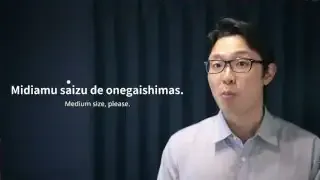 Mediumu saizu de onegaishimasu means "Medium size, please."