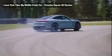 Porsche Taycan 4S drifting on a track