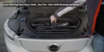Details of the Volvo XC40 RECHARGE electric car's front trunk