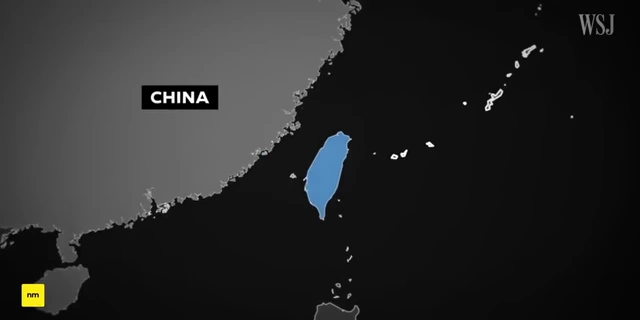 Geopolitical map highlighting China and Taiwan