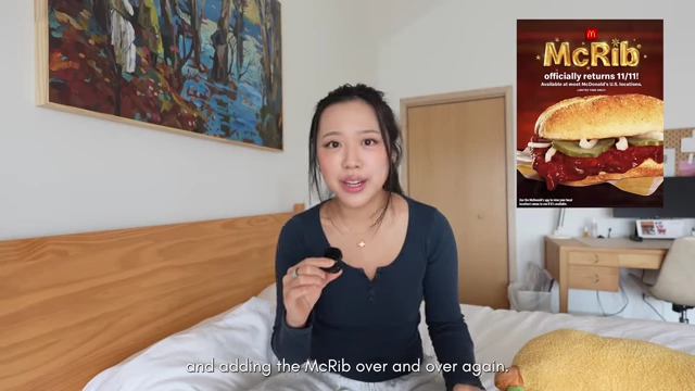 A McDonald's McRib advertisement, used as an example of a viral food product marketed for novelty.