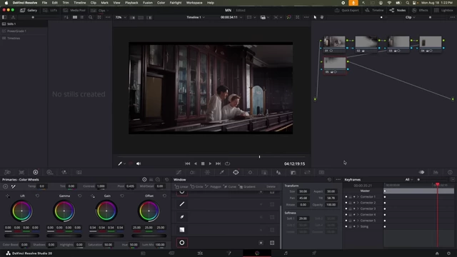 DaVinci Resolve interface after contrast adjustments, highlighting subjects
