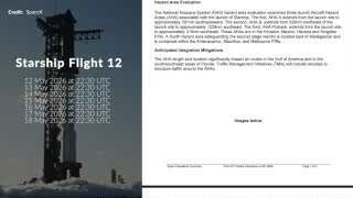Starship Flight 12 launch dates and trajectory