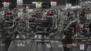 Numerous Raptor 3 engines in a warehouse