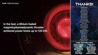 Text highlighting the 120 kW power achievement of the MPD thruster