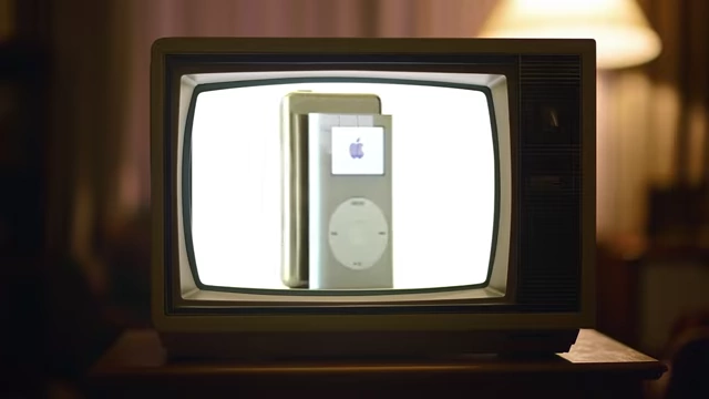 Old iPod shown on TV screen