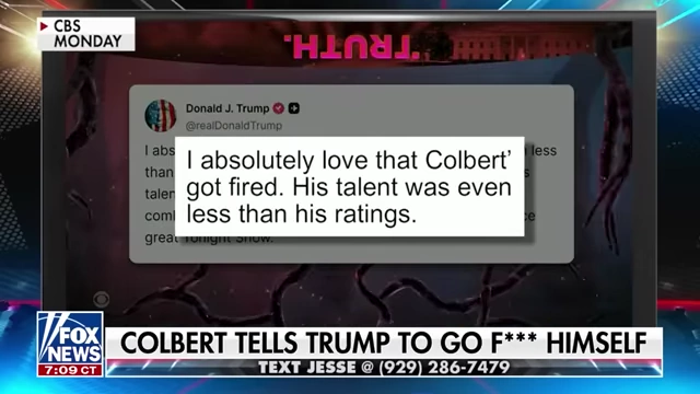 Donald Trump's social media post gloating about Stephen Colbert's firing, saying his "talent was even less than his ratings."