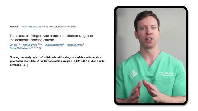 Among individuals with a diagnosis of dementia prior to the start of the vaccination program, 49.1% died due to dementia.