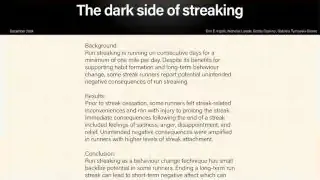 Screenshot of a research abstract titled "The dark side of streaking"