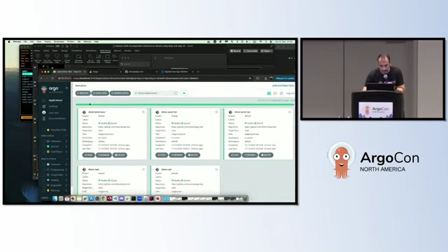 Argo CD UI displaying various deployed applications