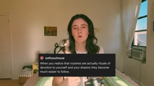 A tweet about routines as rituals of devotion