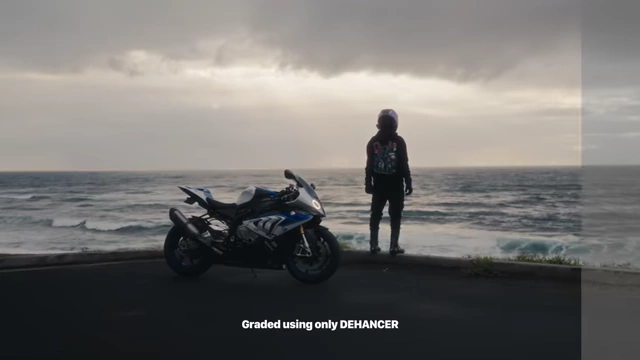 Before and after comparison of footage graded exclusively with the Dehancer plugin