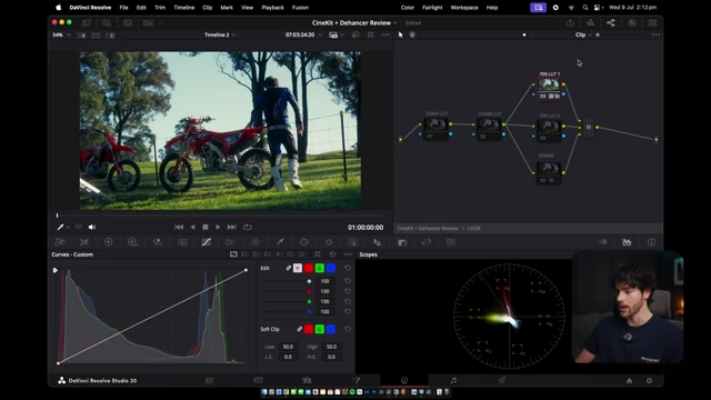 Inside the "Look" compound node, showcasing the "Monarch" LUT within a parallel node structure