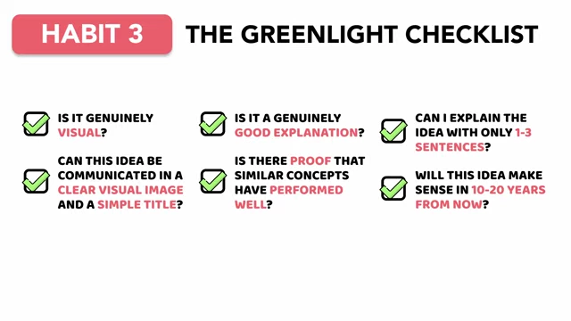 Different criteria for greenlighting video ideas, inspired by top YouTubers