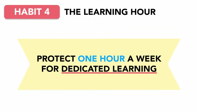 Infographic emphasizing the importance of protecting one hour per week for dedicated learning
