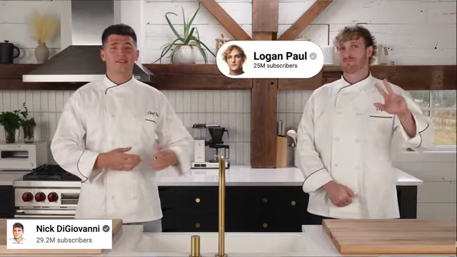 Nick DiGiovanni collaborating with Logan Paul in a kitchen setting
