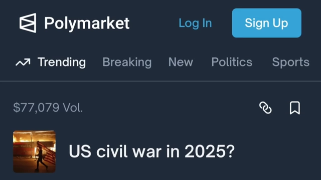 Polymarket betting market for 'US civil war in 2025?'
