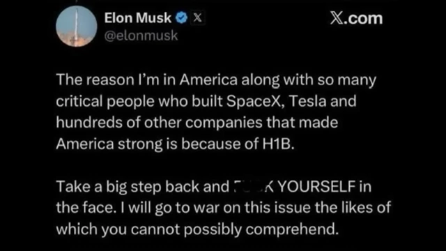 Elon Musk's tweet on H1B visas, a point of contention within the right.