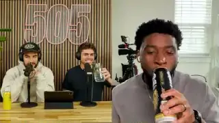 YCImaging being interviewed by two hosts on a podcast set