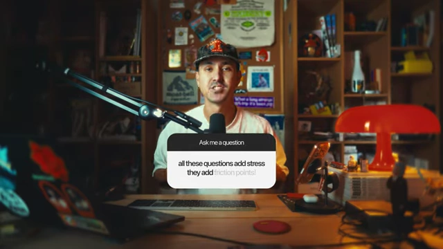 An on-screen text overlay stating: "all these questions add stress, they add friction points!" highlighting the importance of preparation.