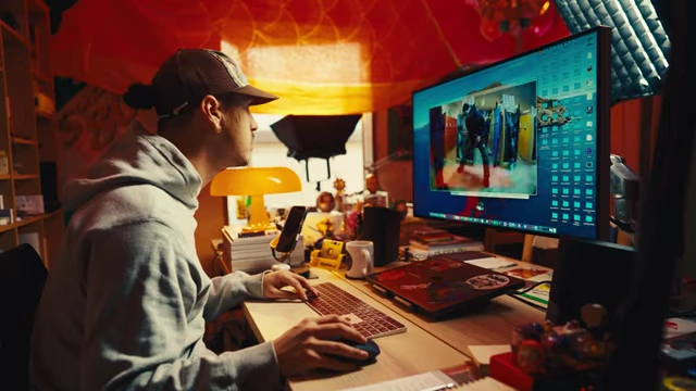 The creator actively brainstorming ideas at their desk.