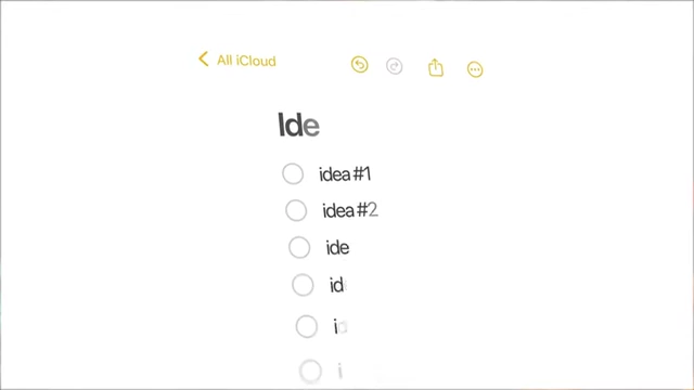 A notes app showing a list of general content ideas.