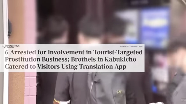 News headline reporting arrests in a tourist-targeted prostitution business that used translation apps.