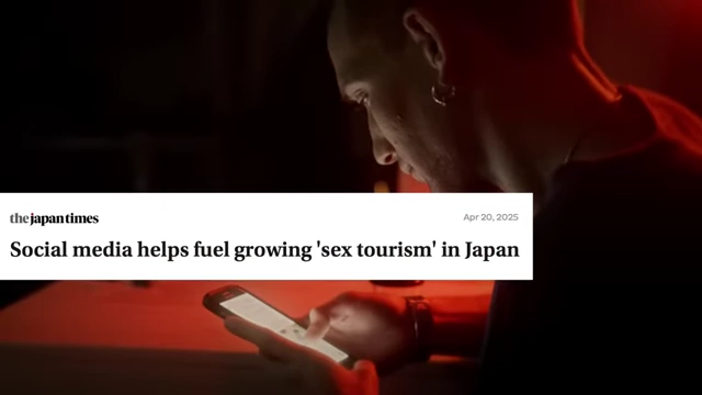News headline indicating social media helps fuel growing sex tourism in Japan.