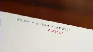 Calculation showing the LED is ~50W