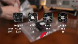 Table showing original fan specifications (CFM, dBA)