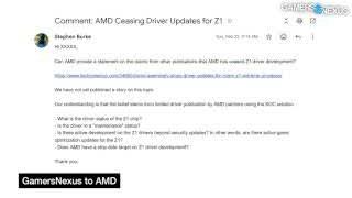 GamersNexus向AMD发送的关于Z1驱动状态的邮件