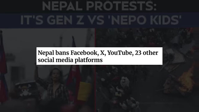 News headline reporting Nepal's ban on multiple social media platforms