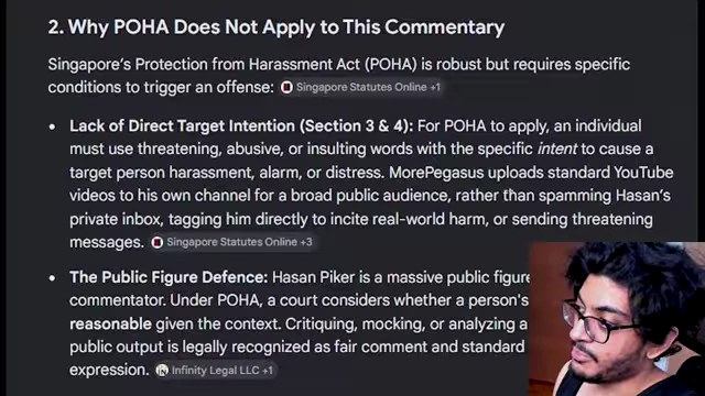 AI analysis explaining why POHA does not apply due to lack of direct targeting intent and public figure defense