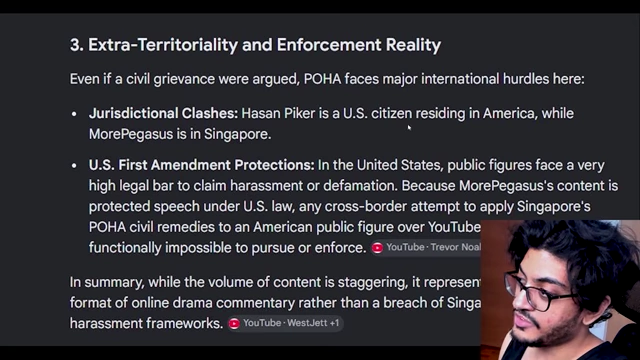 AI analysis of extra-territoriality and enforcement reality regarding POHA civil remedies