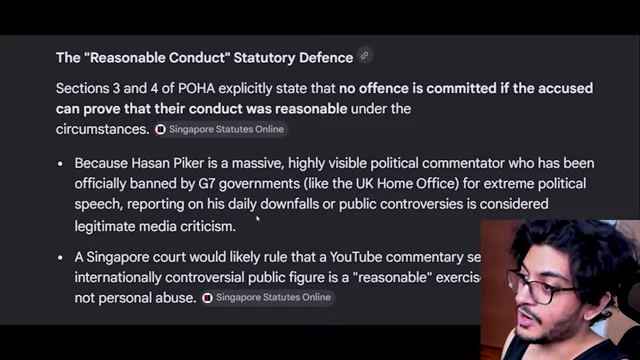 AI analysis on "Reasonable Conduct" Statutory Defence in Singaporean law