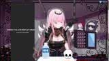 Calliope reacting with surprise to chat comments asking her to be dominant
