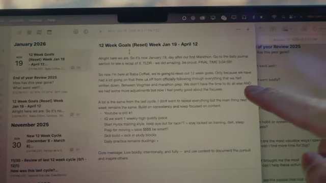 Benny Dong's 12-week goal planning document open on his laptop