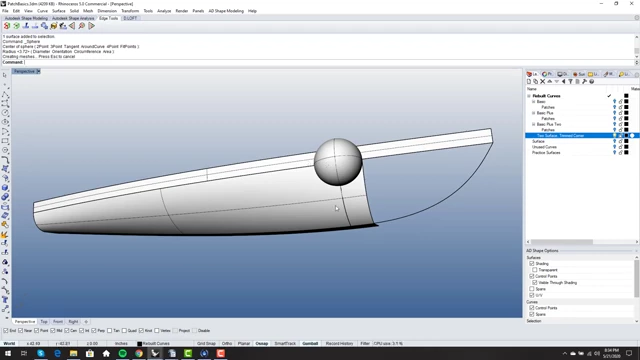 Using a sphere to create an intersection point, aiding in the creation of the trim curve