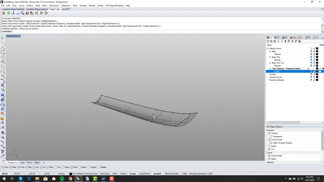 Adjusting control points to create a smooth reflex at the transom