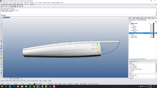 Splitting the main surface with an iso curve to create a new edge