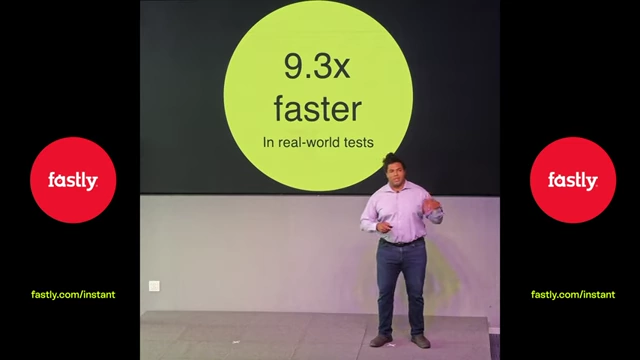 Performance metrics for Fastly AI Accelerator showing 9.3x faster in real-world tests