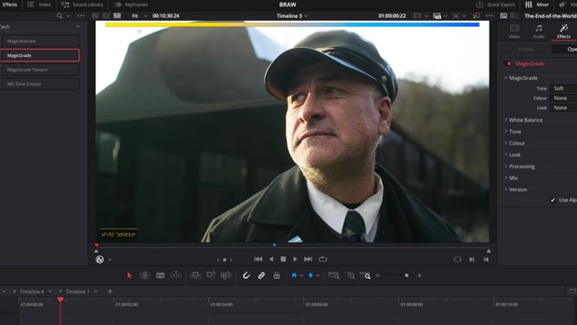 White balance adjustment with warm/cool indicators