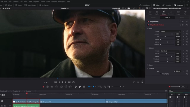 Halation effect applied to highlights, with control panel