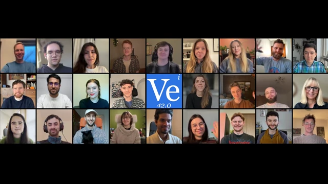 A grid of Veritasium team members on a video call, showcasing the diverse and globally distributed team.