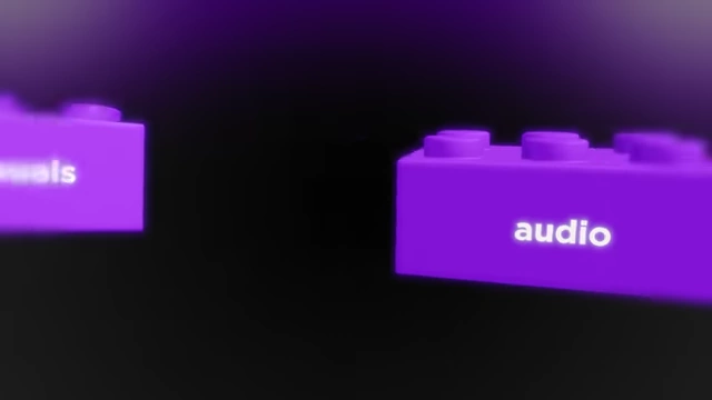 A Lego brick labeled "audio"