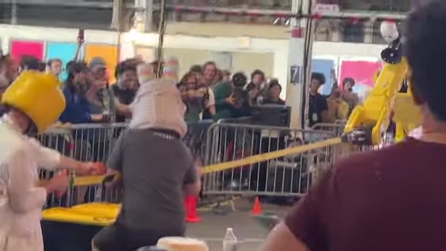 Robot tug-of-war competition.