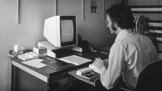 Engineer using a Xerox Alto computer