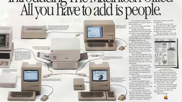 Introducing The Macintosh Office advertisement featuring the Macintosh XL